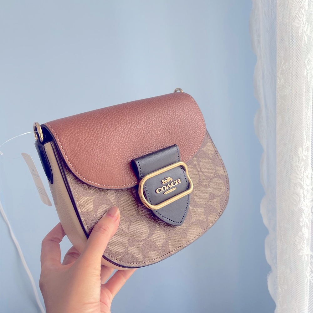COACH MORGAN SADDLE BAG IN COLORBLOCK SIGNATURE CANVAS (COACH CE565) - Picture 6 of 9